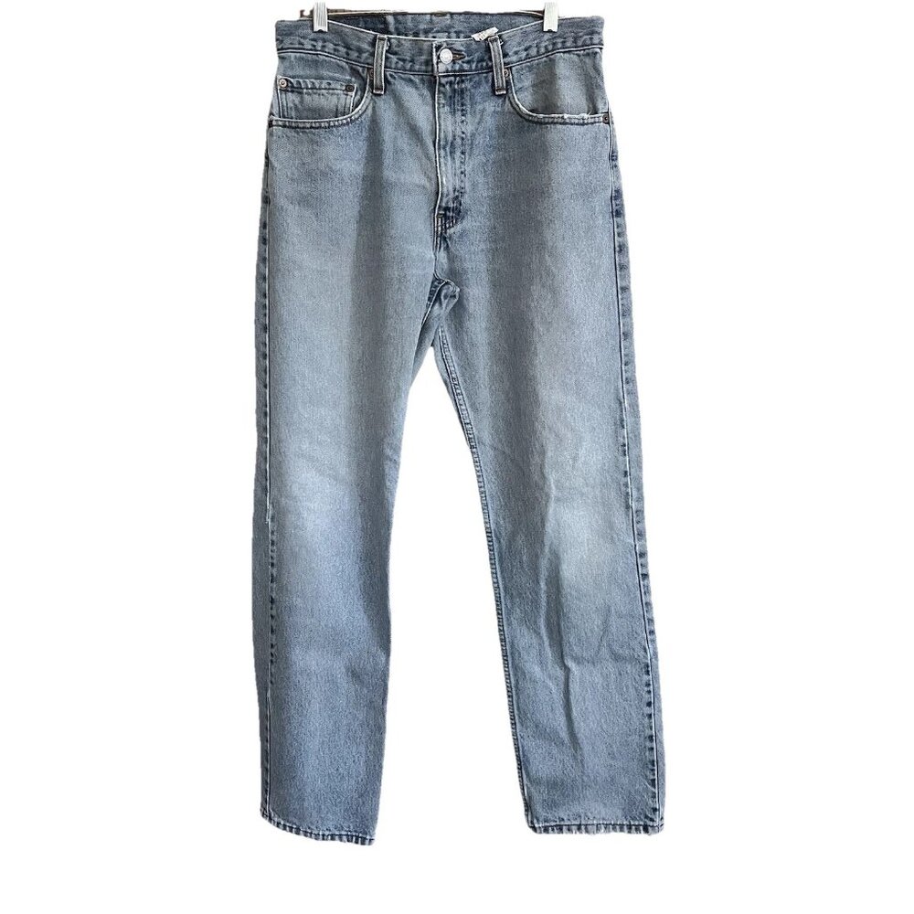 90's Distressed Mens Levis 505 Reg Fit Straight Leg 33x32 Meas 31x31.5 Cotton